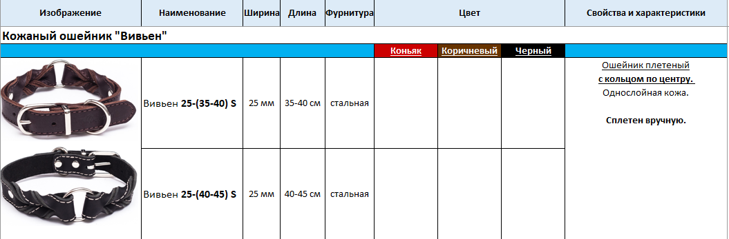 Кожаный ошейник "Вивьен" - фото